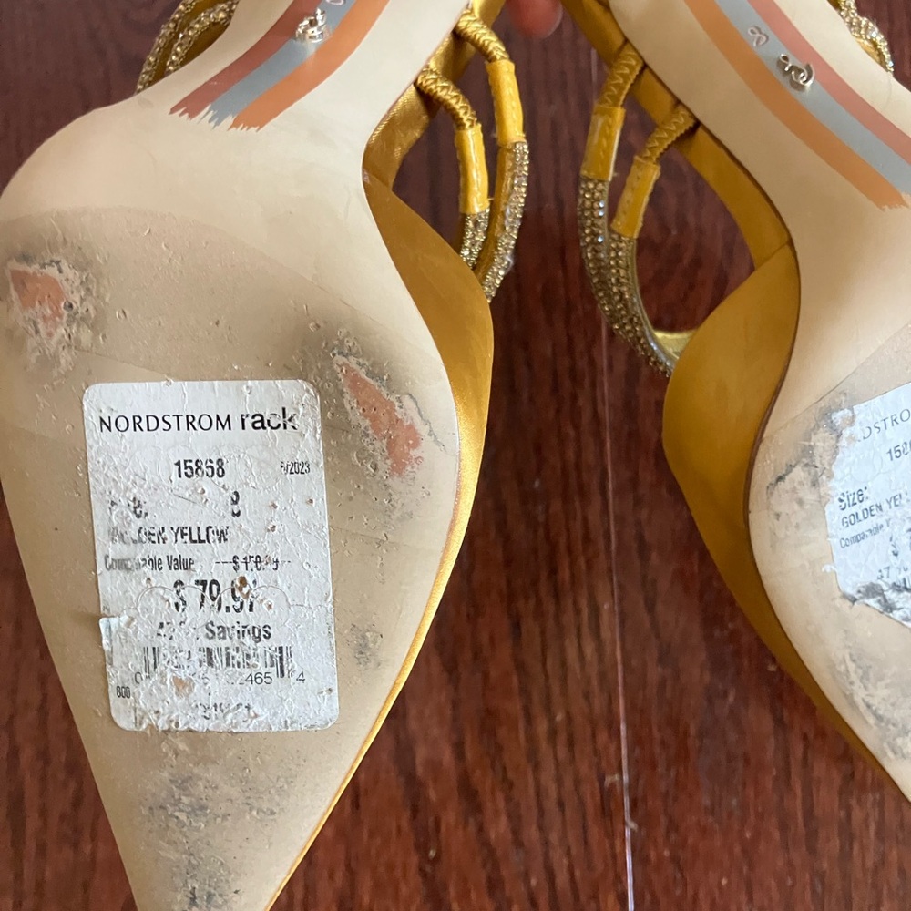 Sam Edelman Agustin Mule Heels yellow gold satin - Picture 6 of 6